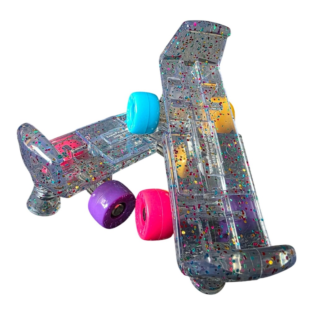 Build A Bear Roller Skates Clear Glitter Multi Color Wheels Plush Accessory OS